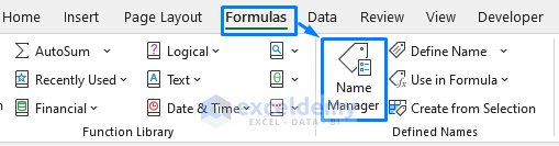 Launch the Name Manager Window in Excel