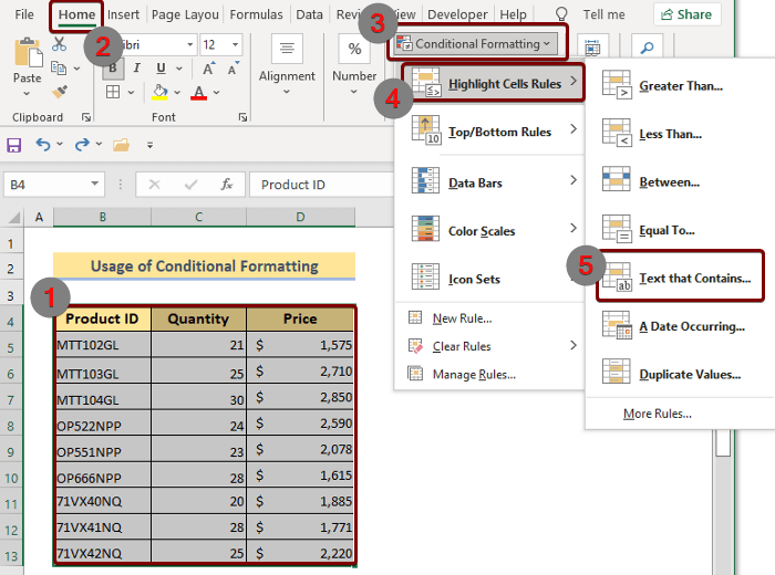 Highlight Specific Text in Excel Using Conditional Formatting