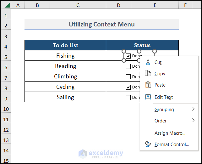 Utilizing Context Menu to Remove Checkbox