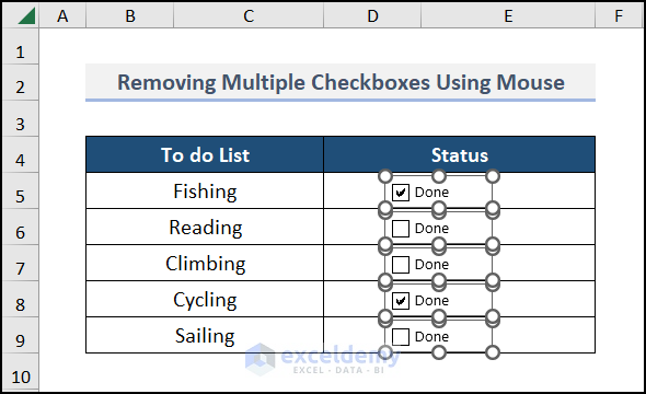 Removing Multiple Checkboxes Using Mouse