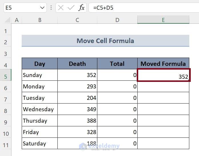 Move Formulas to Another Cell