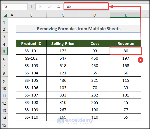 formulas removed from multiple sheets