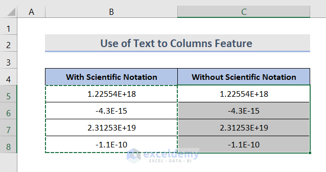 Remove Scientific Notation by Using Text to Column Feature