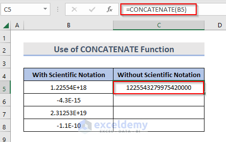 Inserting CONCATENATE Formula to Remove Scientific Notation