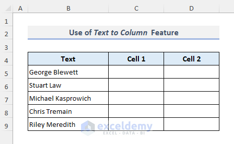 Split Cells in Excel with Text to Column Feature