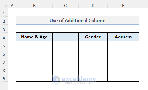 Insert and Merge Columns to Split Cells in Excel