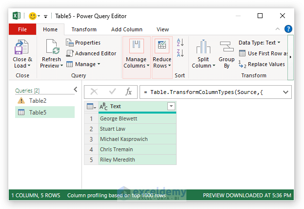 Split Cells Using Excel Power Query