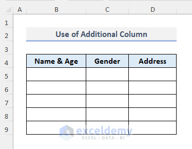 Insert and Merge Columns to Split Cells in Excel