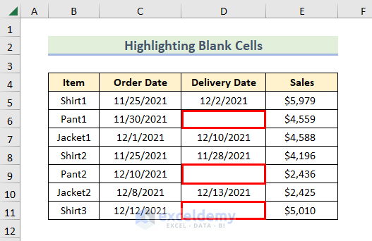 Showing Blank Cells within Dataset