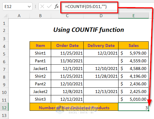 COUNTIF function