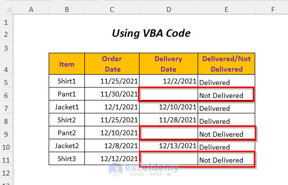 VBA code