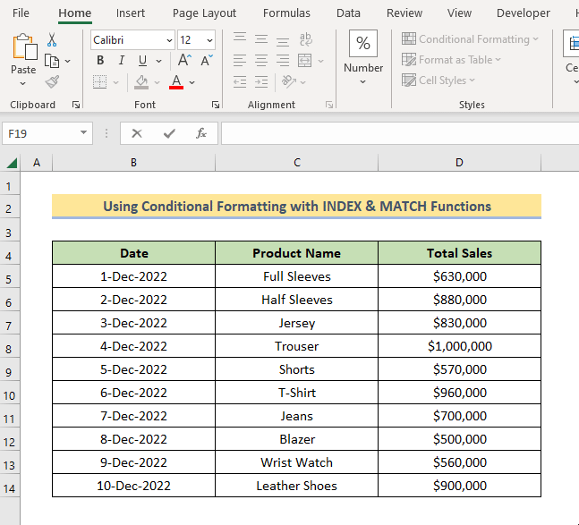overview of index match conditional formatting