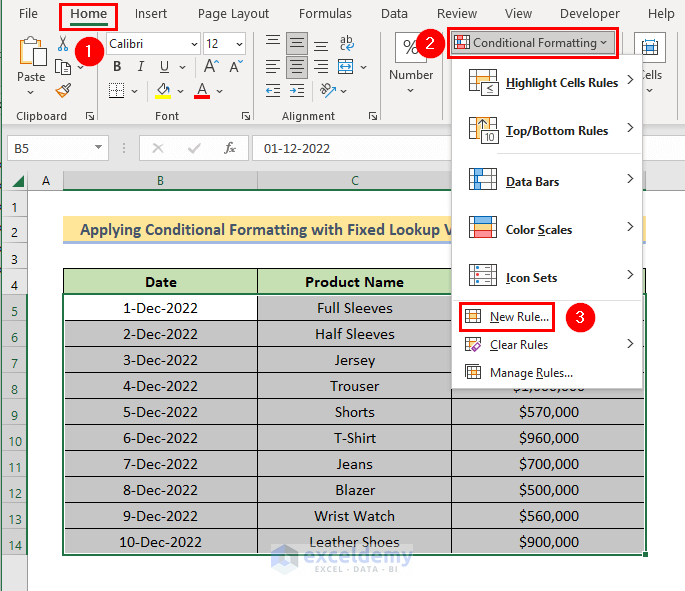selecting conditional formatting for multiple columns