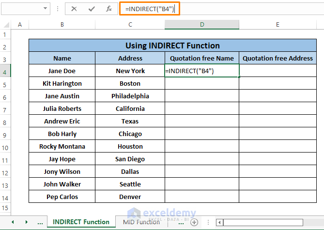 indirect function-How to Remove Hidden Double Quotes in Excel