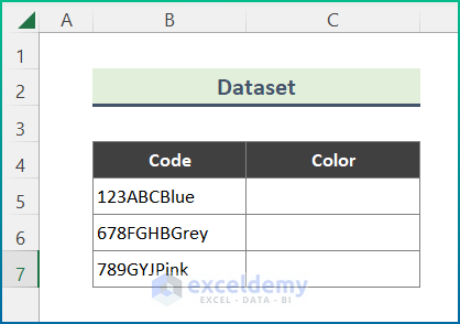 sample dataset to use left trim function in excel