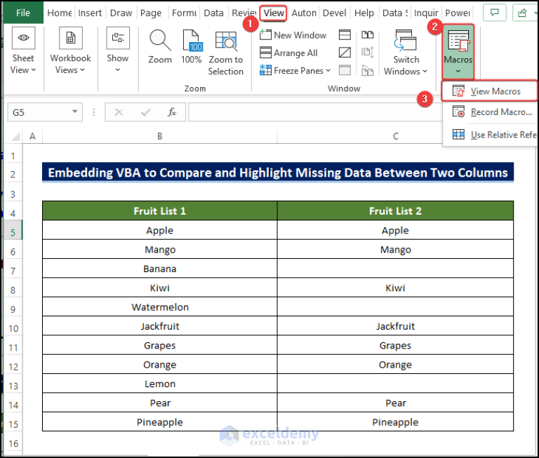 Macro To Compare Two Columns In Excel And Highlight Differences