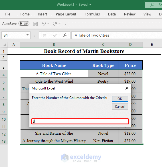 Entering Input to Copy Data from One Workbook to Another Based on Criteria Using Macro in Excel