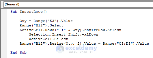 VBA Macro to Insert Multiple Rows Based on Predefined Condition in Excel