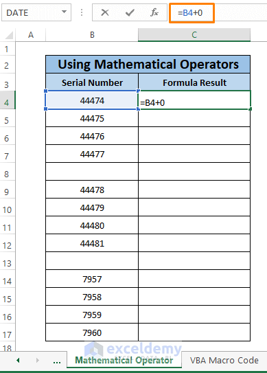 mathematical operator-Convert Serial Number to Date in Excel