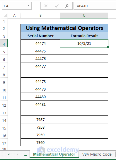 mathematical operator result
