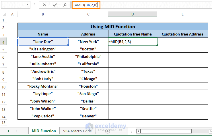 mid function-How to Remove Hidden Double Quotes in Excel