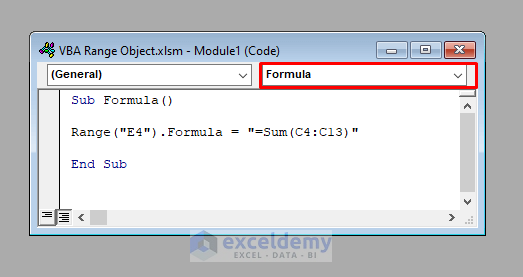 VBA Code to Use the Range Object in VBA in Excel