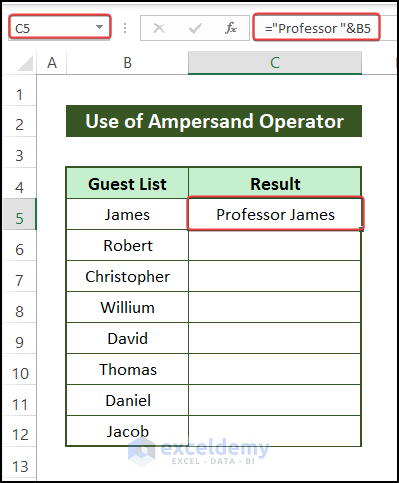 Using the ampersand operator to append character