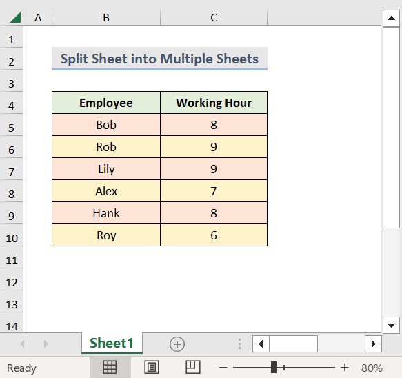 split excel sheet into multiple sheets based on rows