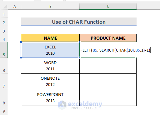 Excel Formula to Split Text Using CHAR Function