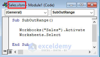 Writing VBA Code to Select Excel Worksheets of Sales Workbook