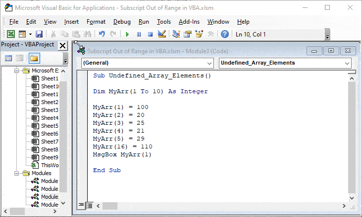 Subscript Out of Range Error in Excel VBA