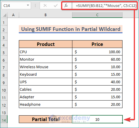 sum if condition in excel