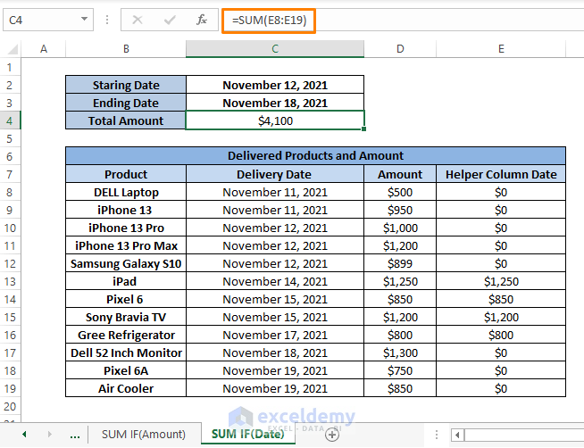 between dates result-How to Sum Between Two Numbers Formula in Excel