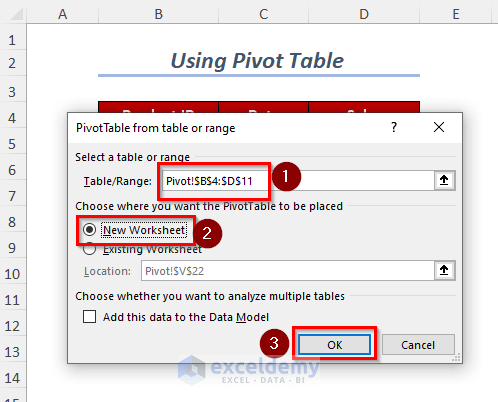 using Pivot Table