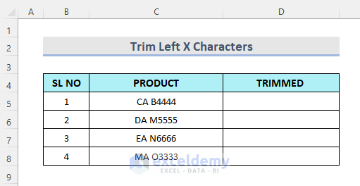Trim Left X Characters from Text in Excel