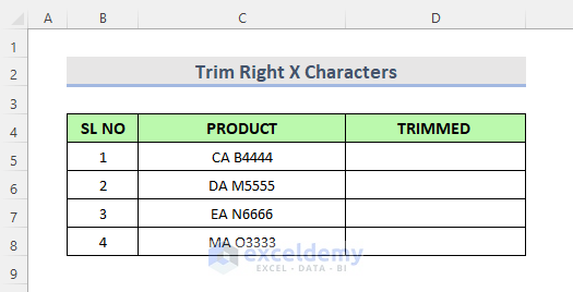 Trim Right X Characters from Text in Excel
