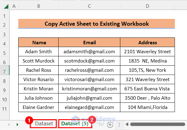 Copy Active Sheet to Existing Workbook output