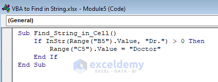 VBA to Find String in a Cell