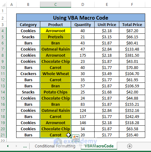 vba macro code result-How to Highlight Selected Cells in Excel