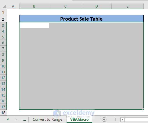 VBA Macro Code result-Remove Table from Excel