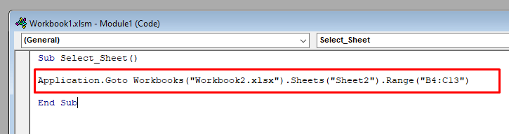 VBA Code to Select Cell with VBA in Excel