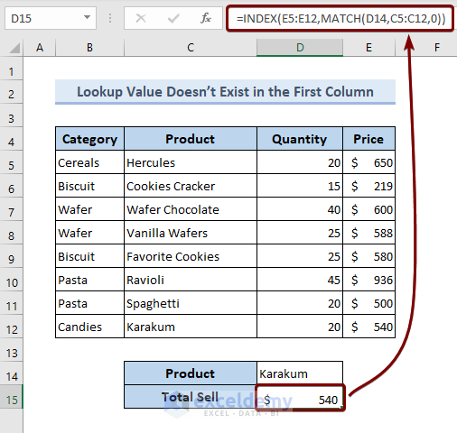 Usage of INDEX and MATCH function instead of VLOOKUP function