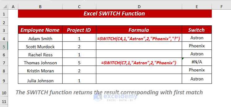Overview of Excel SWITCH Function