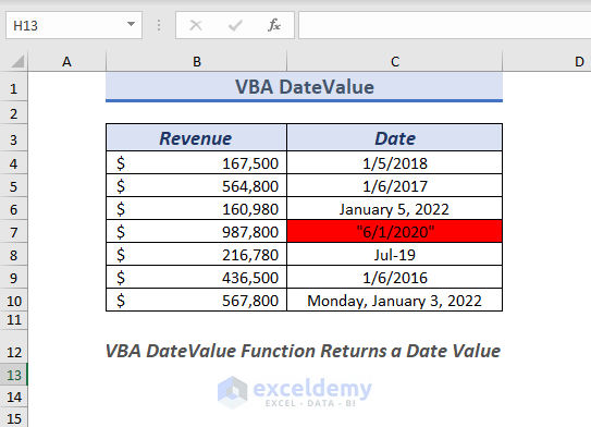 Overview of Excel VBA DateValue Function