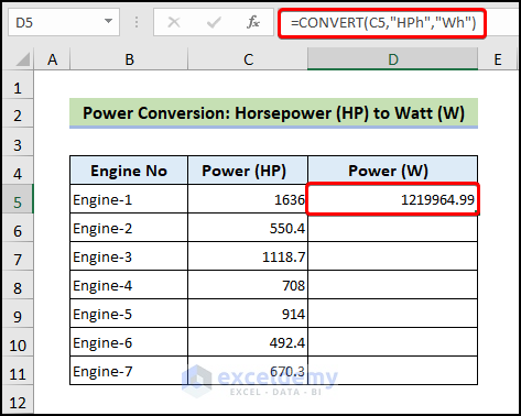 Power Conversion: Horsepower (HP) to Watt (W)