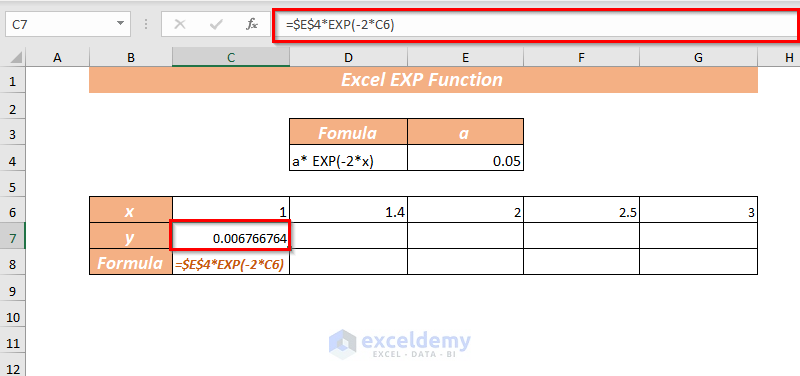 Using EXP Function to Calculate Unknown Variable 