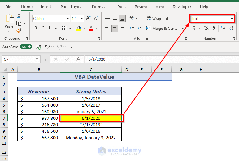 Convert String/Text into Date Using Excel VBA DateValue