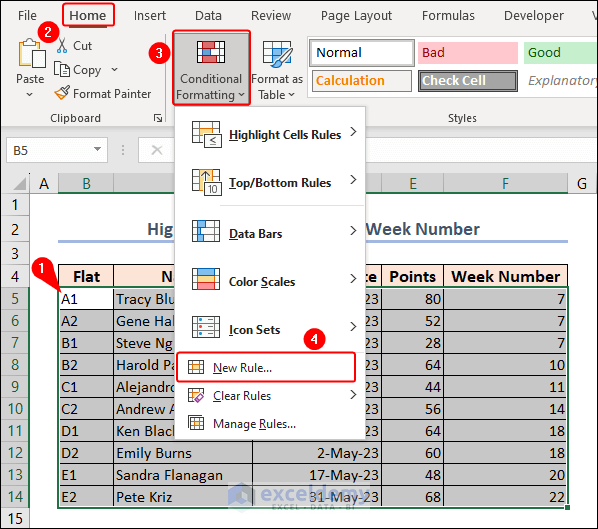 applying new rule of conditional formatting