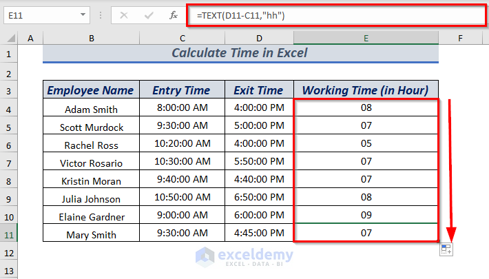 Using Excel TEXT Function to Calculate Time Difference in Hours