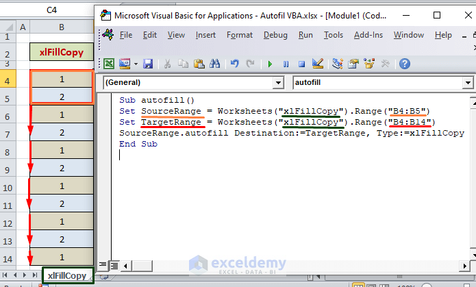 Excel VBA Autofill xlFillCopy